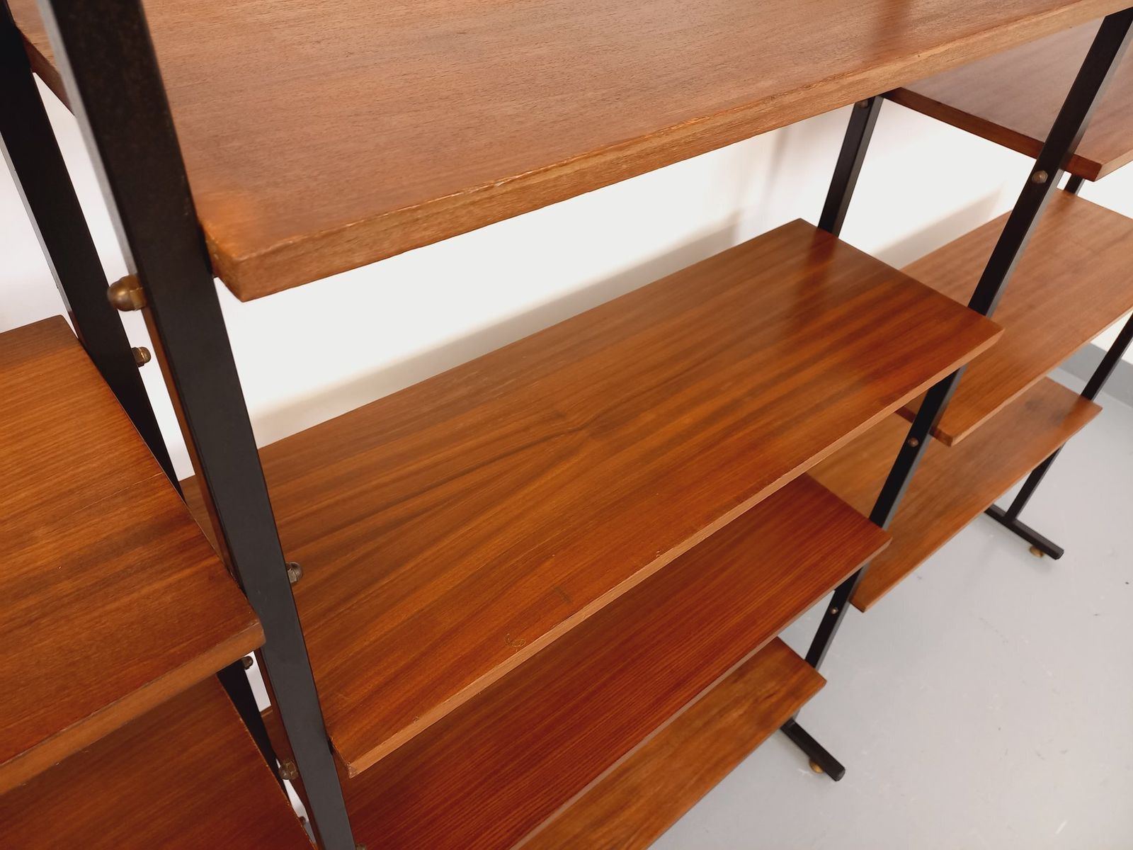 photo buy Modular Triple Italian Bookcase In Teak And Metal