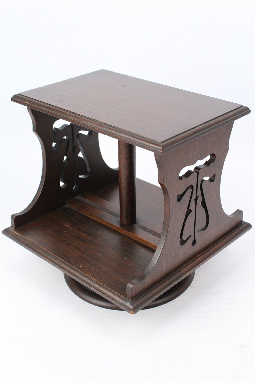 Small Edwardian Arts & Crafts Oak Table Top Revolving Bookcase