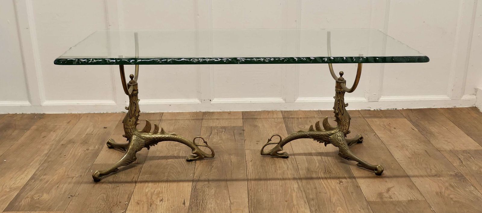 Mid Century Brass And Glass Coffee Table, By Jean Danial Salvat