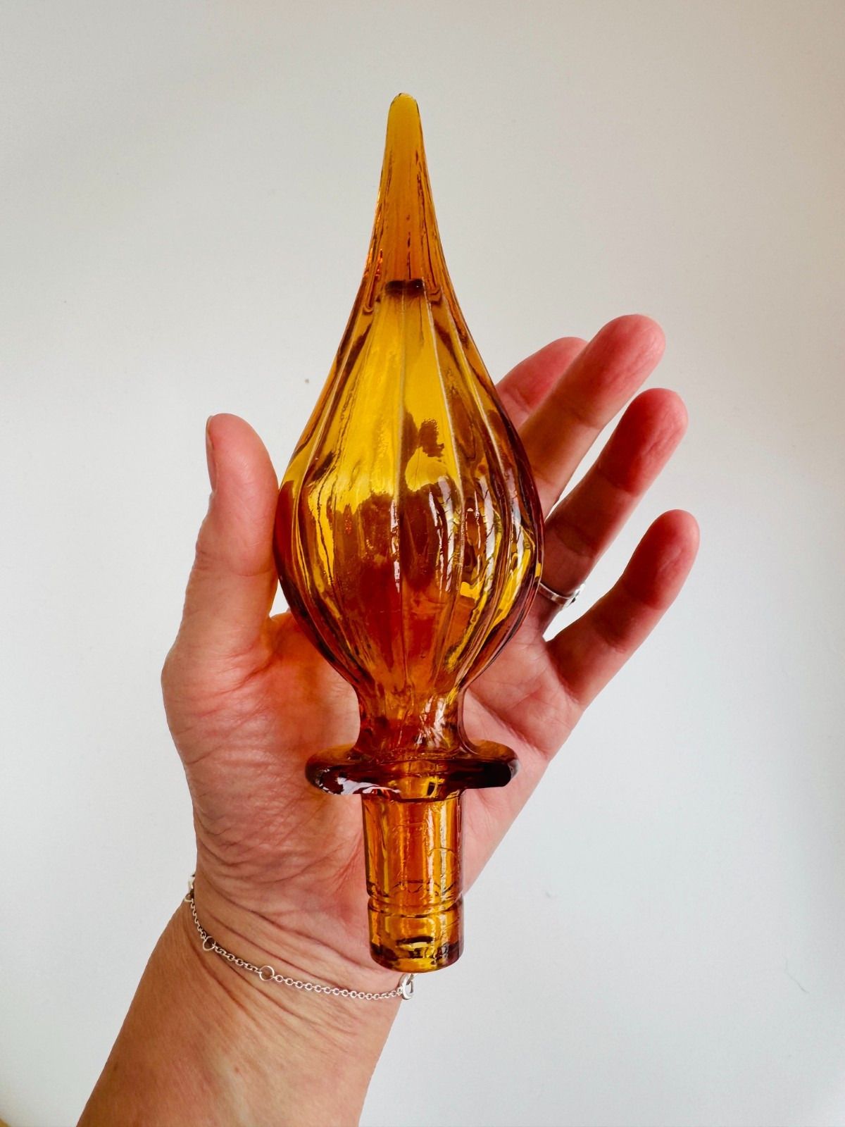 photo for sale Xl Amber Glass Empoli Genie Bottle With Stopper (Slightly Damaged) 67cm A/F