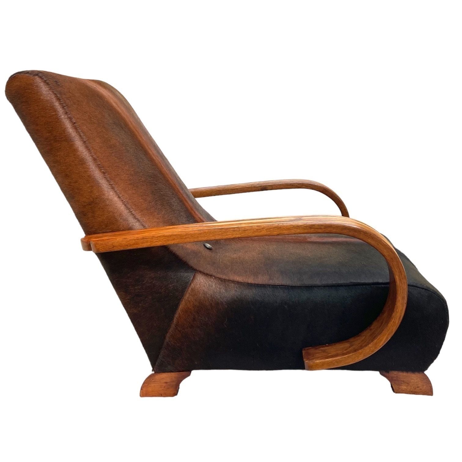 Art Deco Bentwood Armchair Chair Fully Restored And Upholstered In South American Cowhide