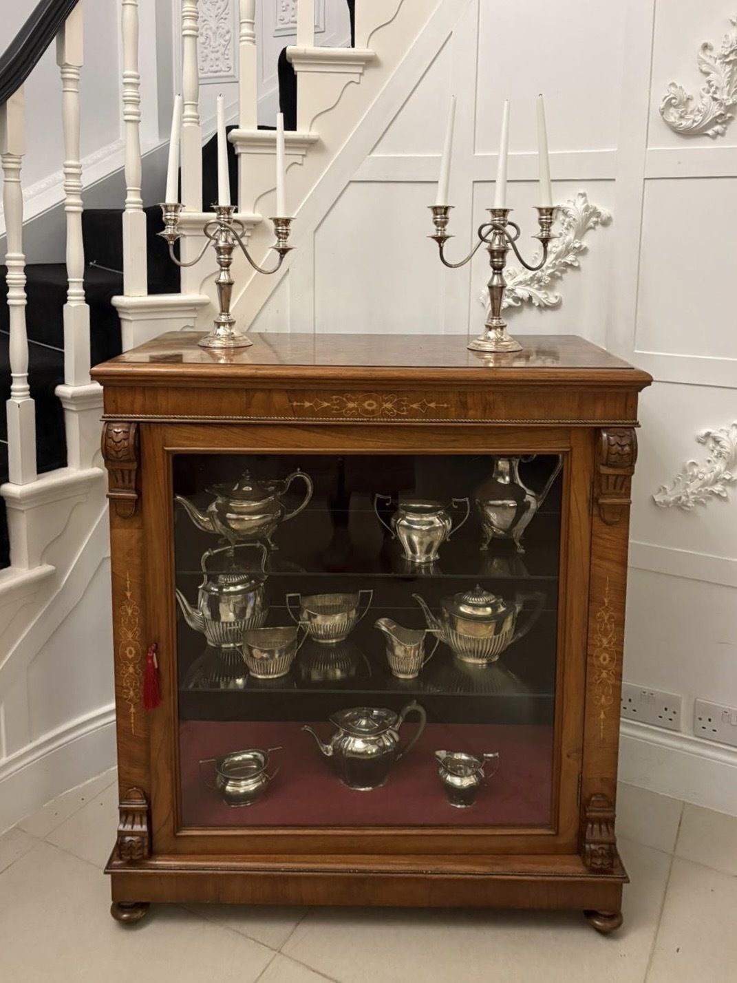 Attractive Antique Mid 19th Century Inlaid Mahogany Display Cabinet photo vinterior