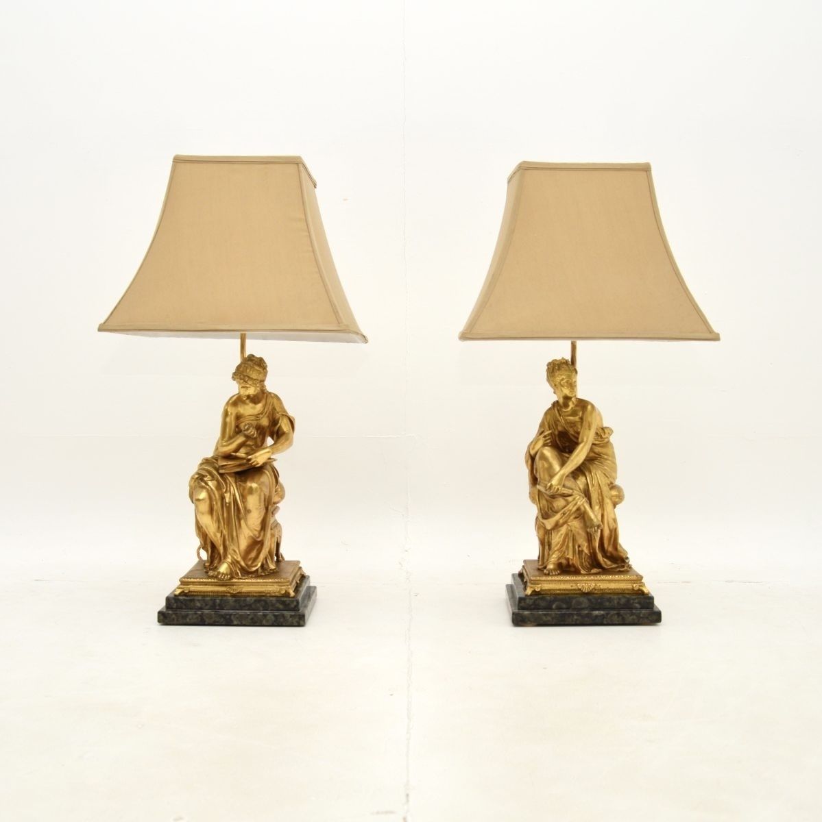 Pair Of Antique Victorian Gilt Bronze Table Lamps photo furniture