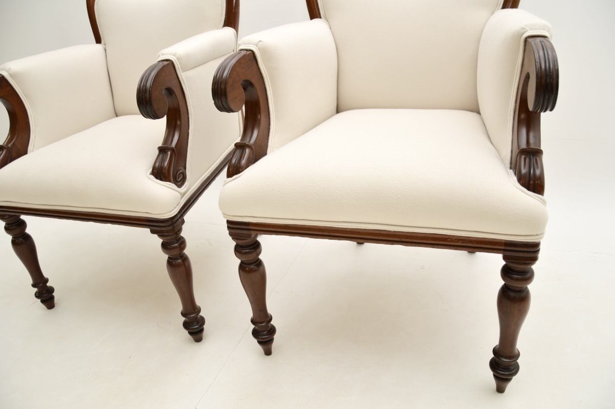 Pair Of Antique William IV Period Mahogany Armchairs photo vintage