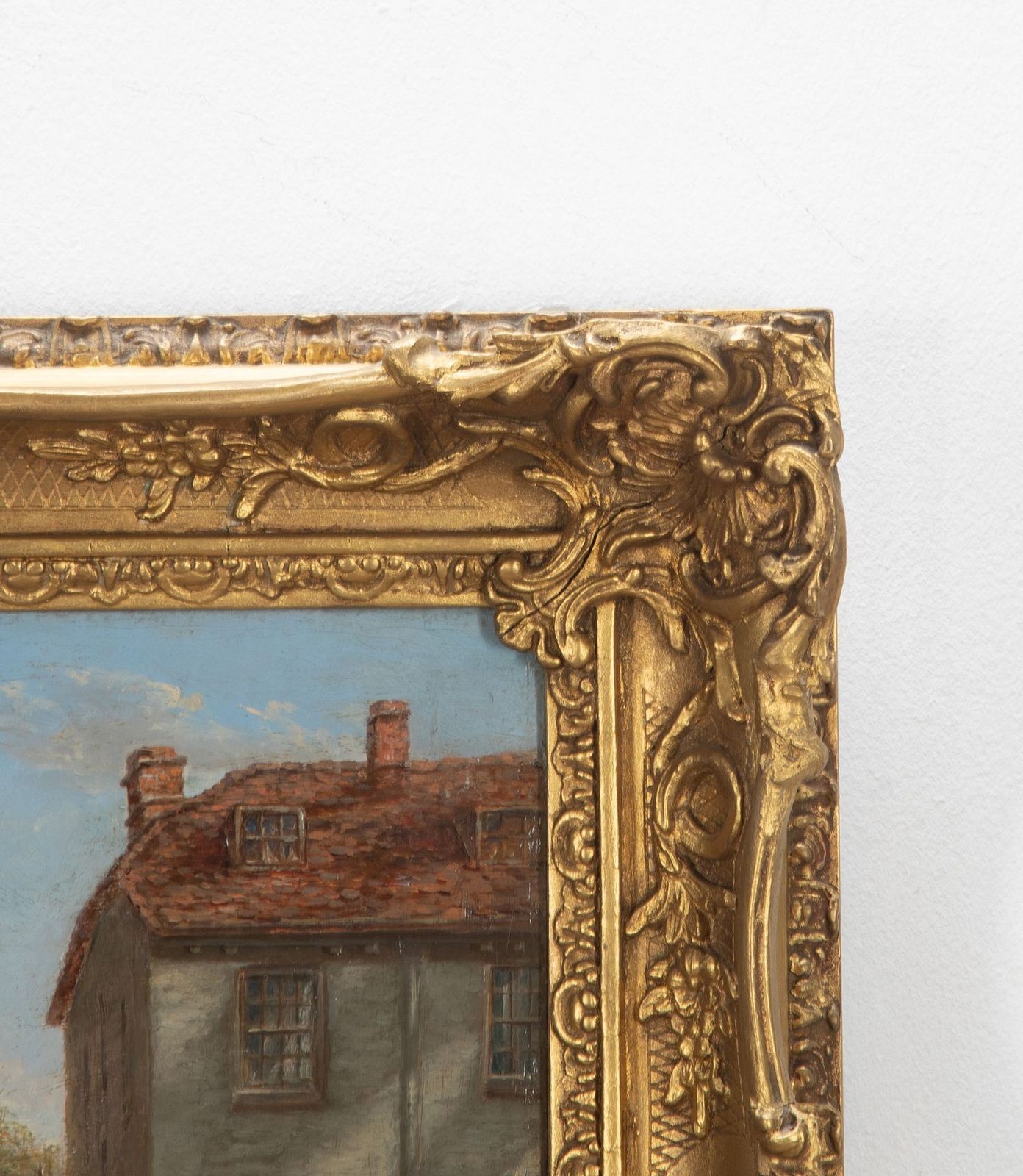 19th Century Oil On Canvas Of Reigate, Surrey photo vintage