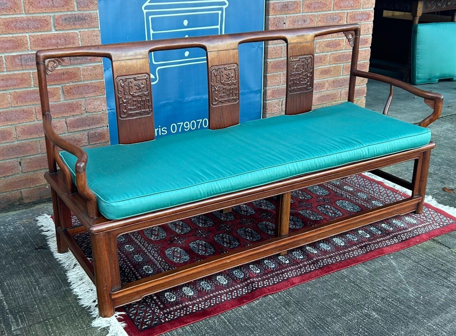 photo for sale Quality Ming Style Chinese Oriental Rosewood Settle Seat Daybed Bench