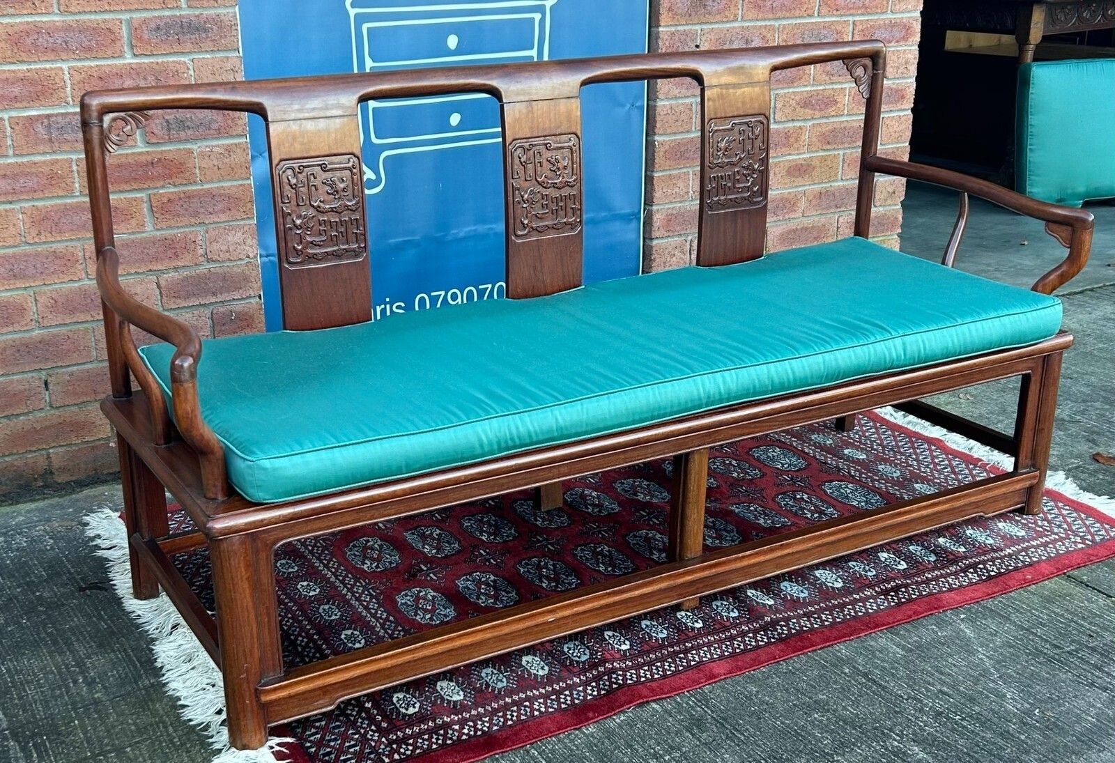Furniture Quality Ming Style Chinese Oriental Rosewood Settle Seat Daybed Bench photo