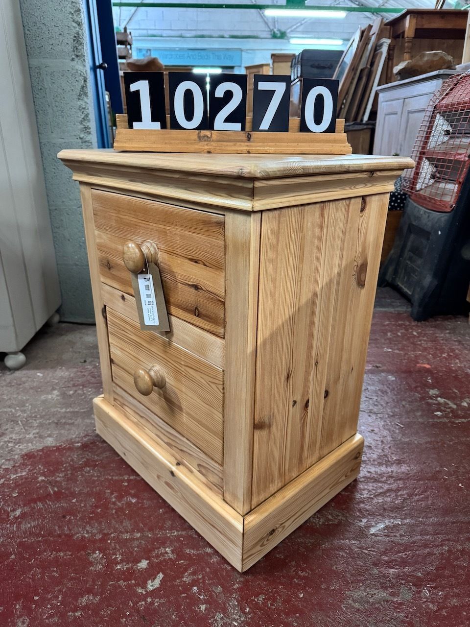 2 Drawer Small Antique Pine Chest Of Drawers/Bedside Cupboard photo Furniture