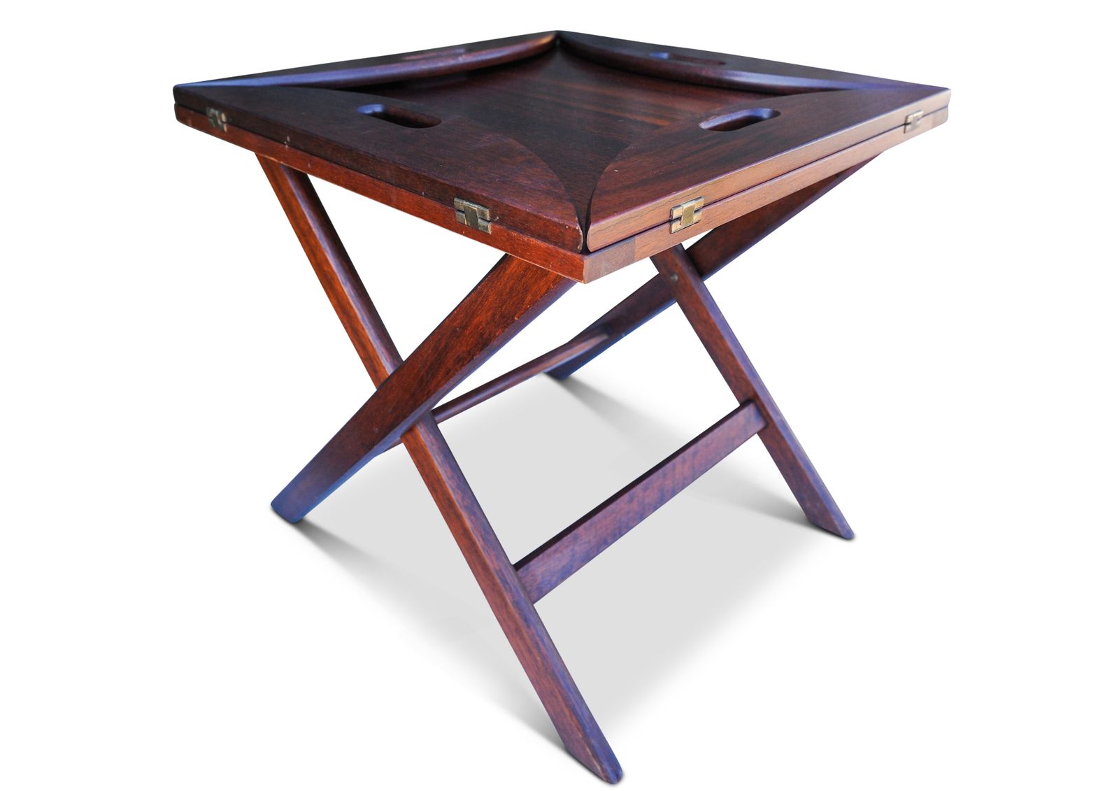 English Military Campaign Square Butlers Tray With Folding Stand photo vinterior
