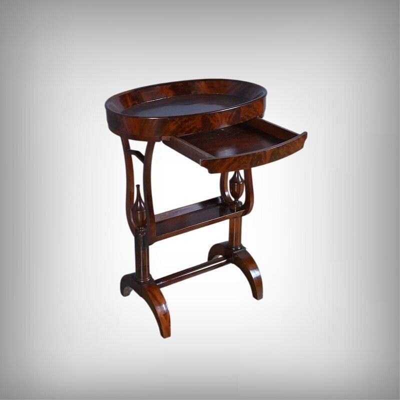 Mahogany Burl Trinket Table, Empire Period – Early 19th Century photo furniture