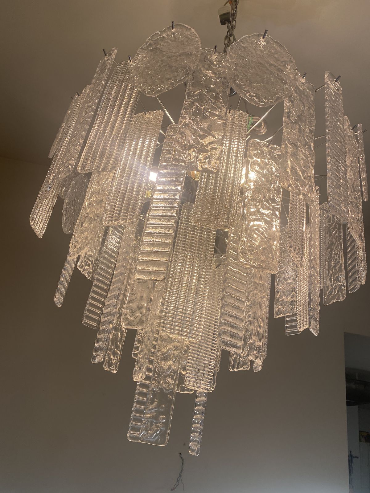 photo vinterior Art Deco Murano Glass Style Chandelier Clear Italian Sputnik Art By Simoeng