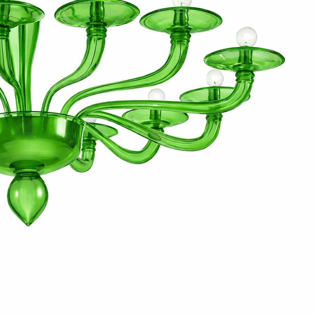 Contemporary Italian Green Murano Style Glass Chandelier photo Lighting