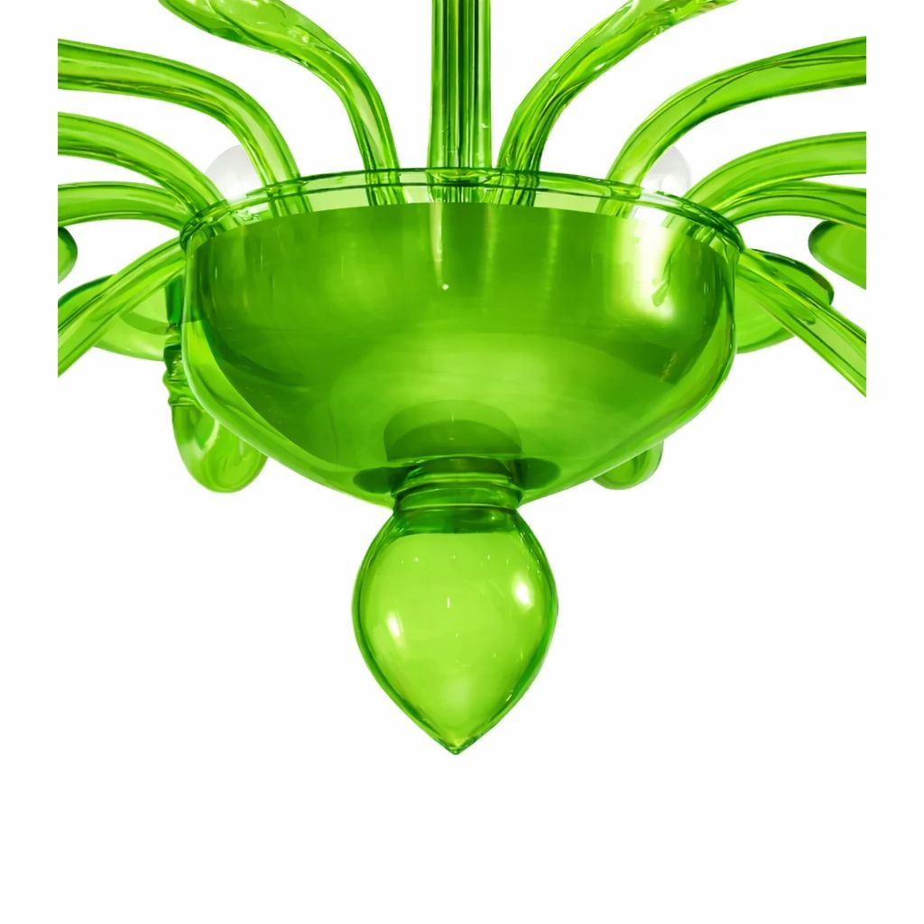 Contemporary Italian Green Murano Style Glass Chandelier photo vinterior