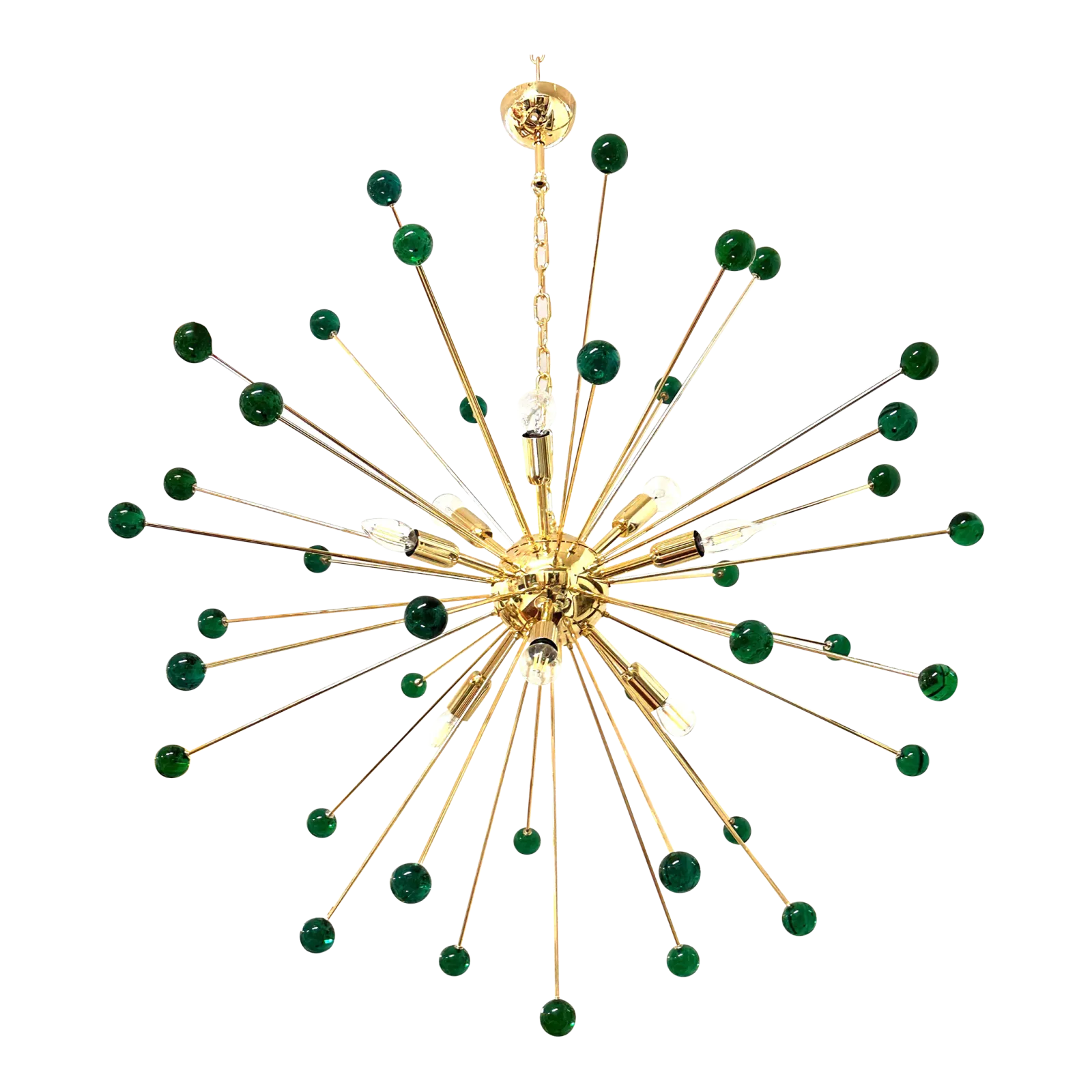 Contemporary Green “Star” Murano Glass Sputnik Chandelier