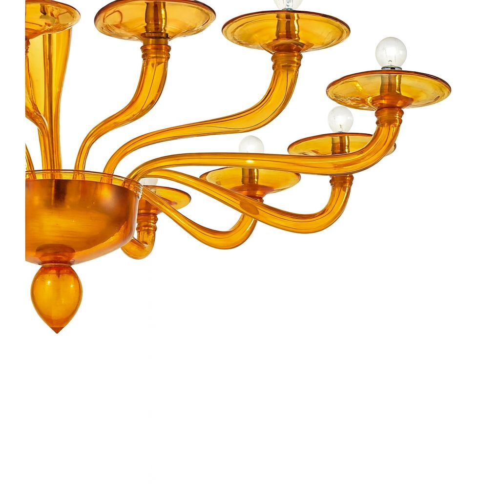 Italian Contemporary Amber Murano Style Glass Chandelier photo Lighting