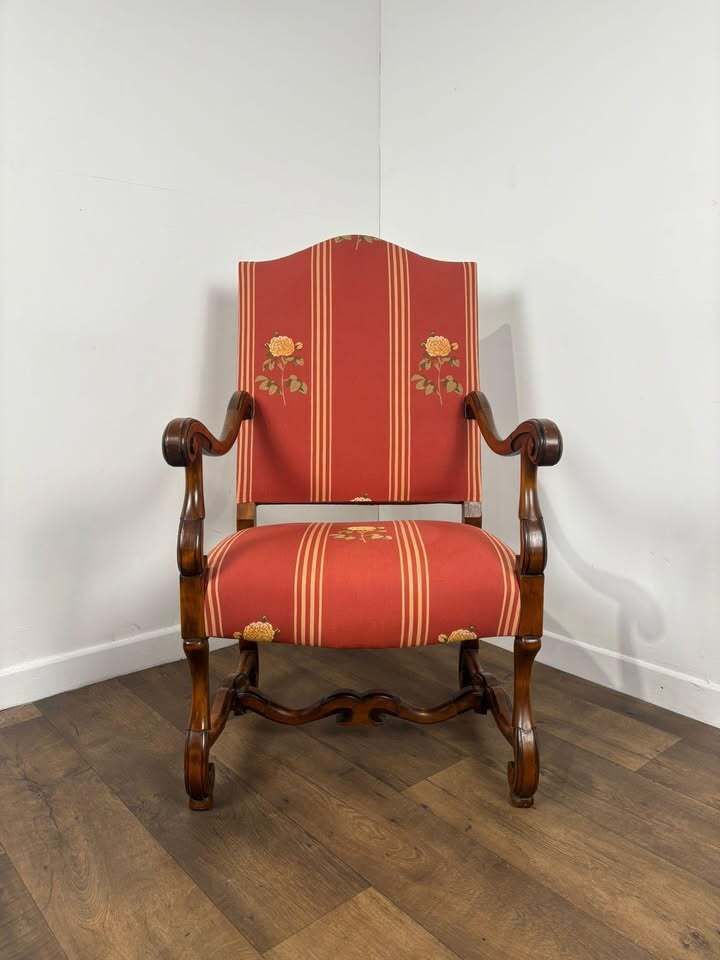 Victorian Style Reproduction Mahogany Upholstered Armchair photo furniture