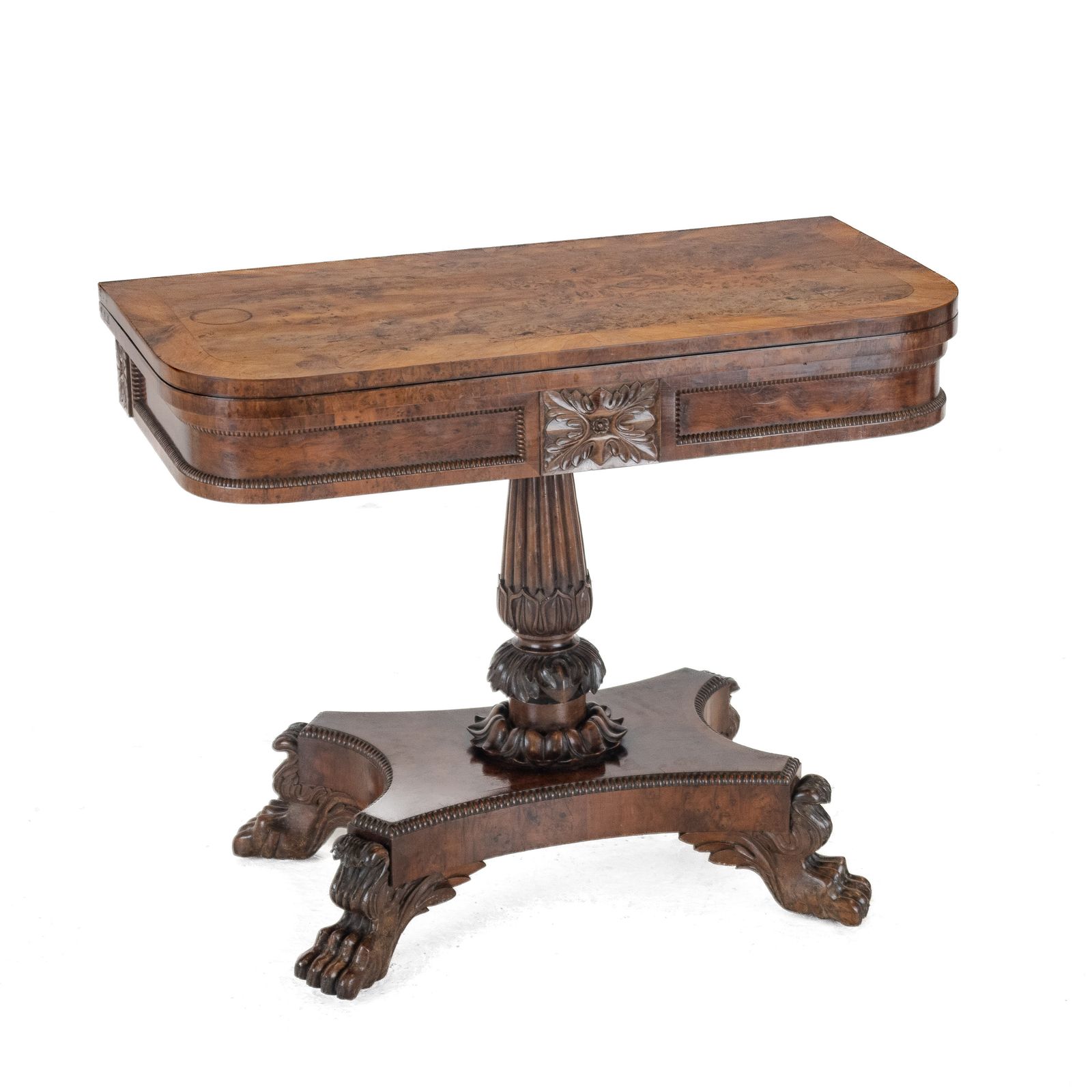 William IV Burr Yew Wood Card Table, C.1830 photo Furniture