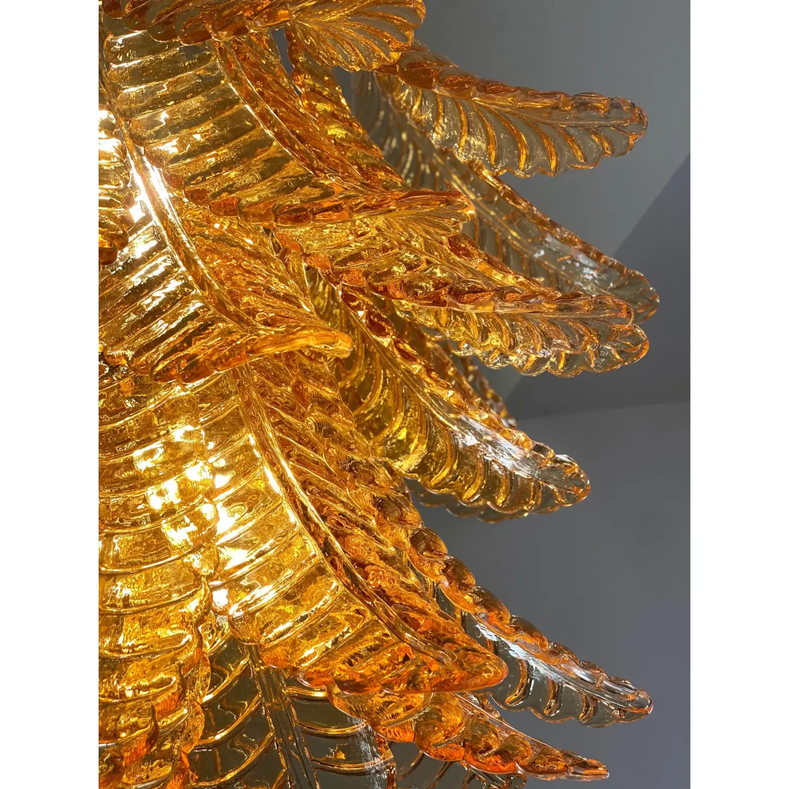 Italian Contemporary Italian Amber “Felci” Murano Glass Wall Light photo for sale