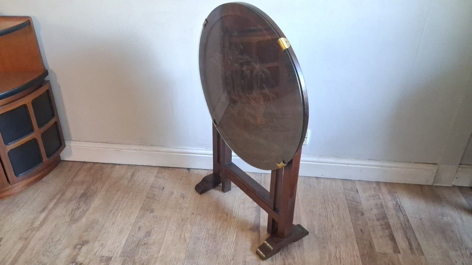 Superb Antique Oriental Chinoiserie Chinese Folding Drinks/Lamp/Side Table photo vintage
