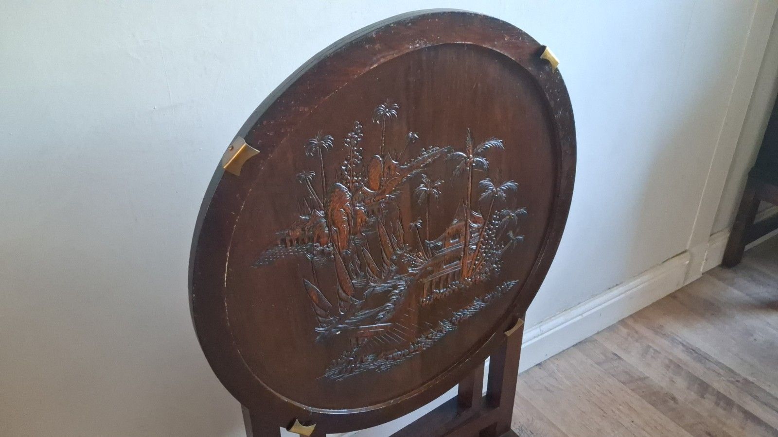 photo vinterior Superb Antique Oriental Chinoiserie Chinese Folding Drinks/Lamp/Side Table