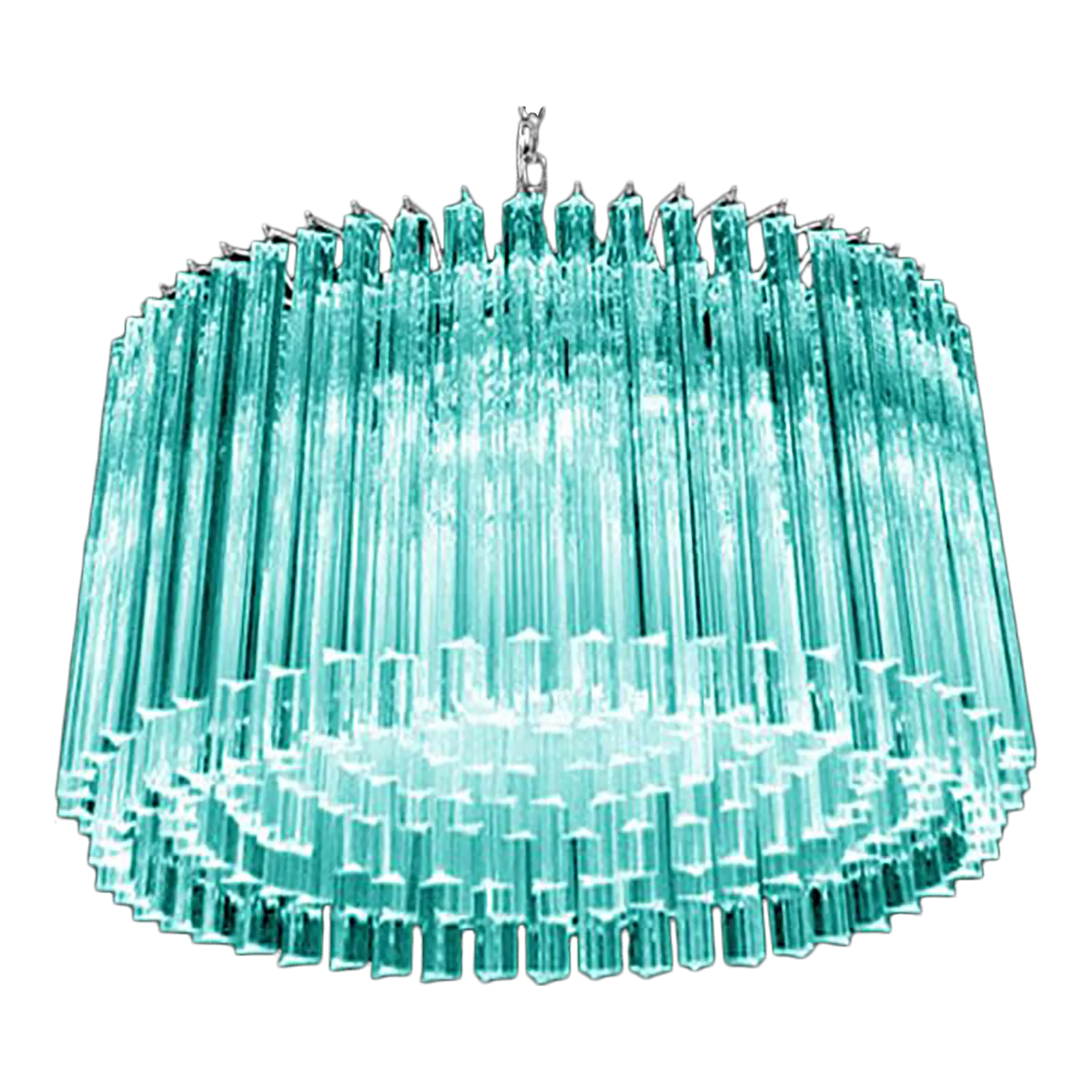 Mid Century Modern Italian Light Blue Triedro "Concava" Chandelier