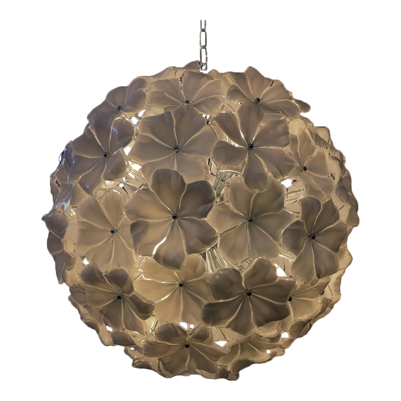 Venetian Beige Flowers Murano Style Glass Sputnik Chandelier