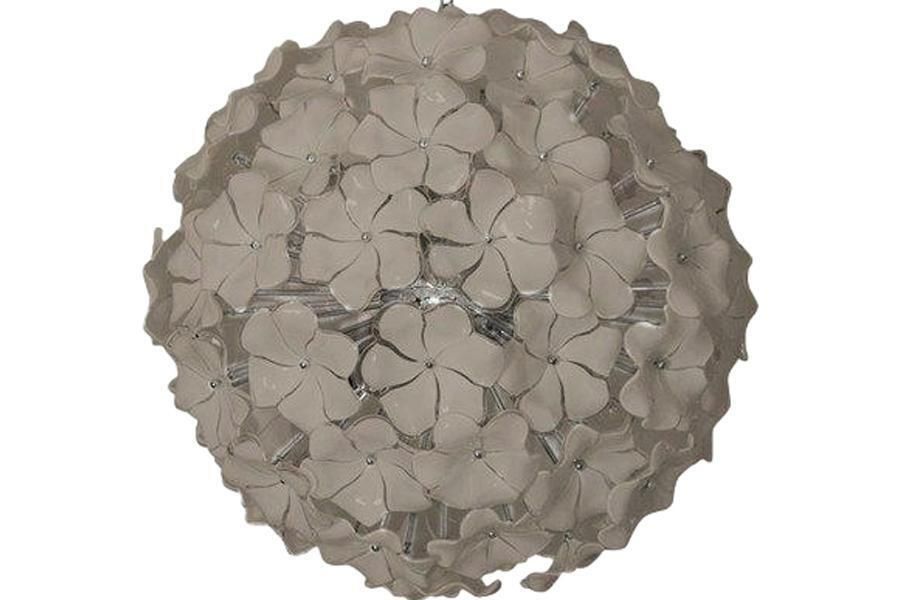Venetian Beige Flowers Murano Style Glass Sputnik Chandelier photo for sale