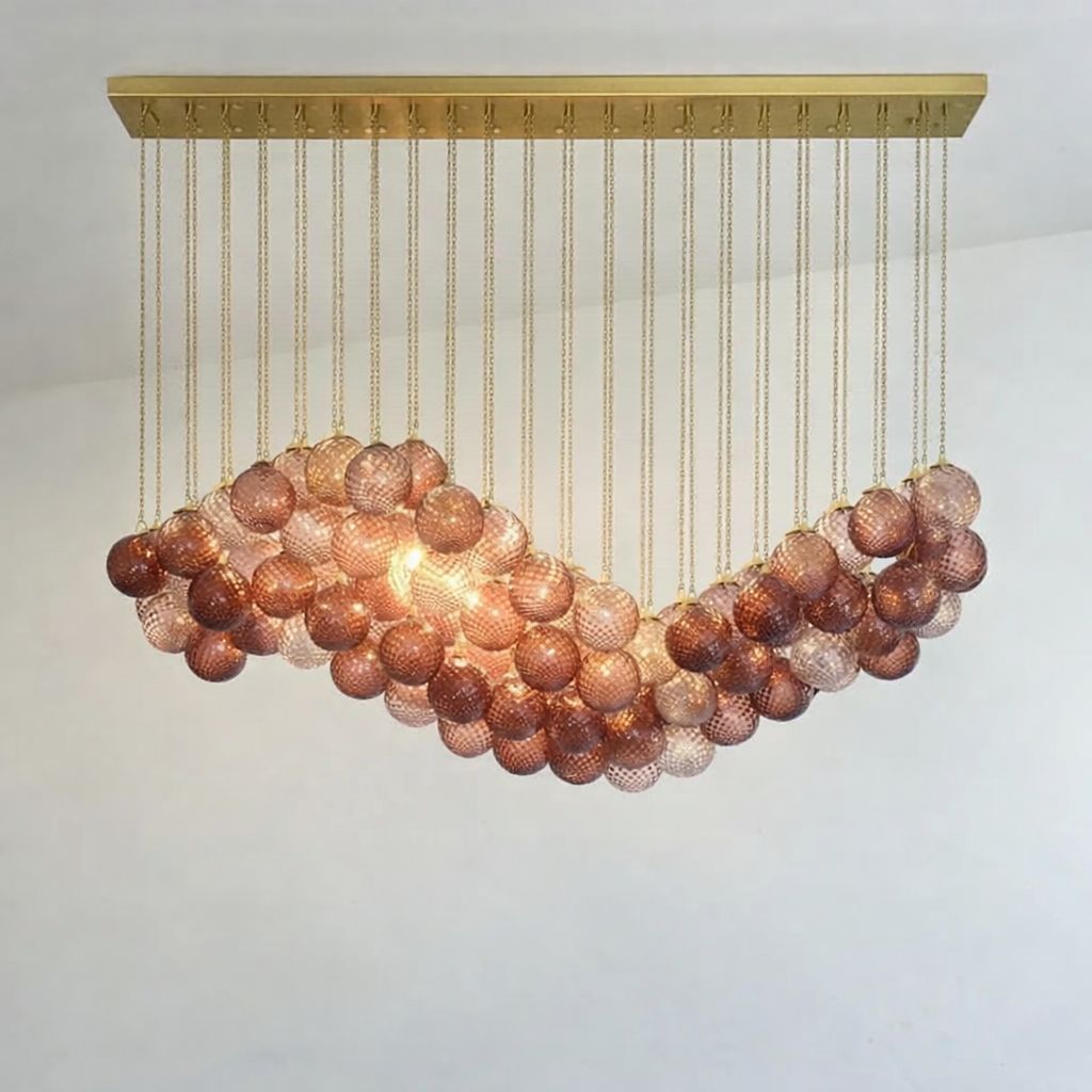 Impressive Scenographic Ametista And Pink“Ballotton” Spheres Murano Glass Flush Mount photo for sale