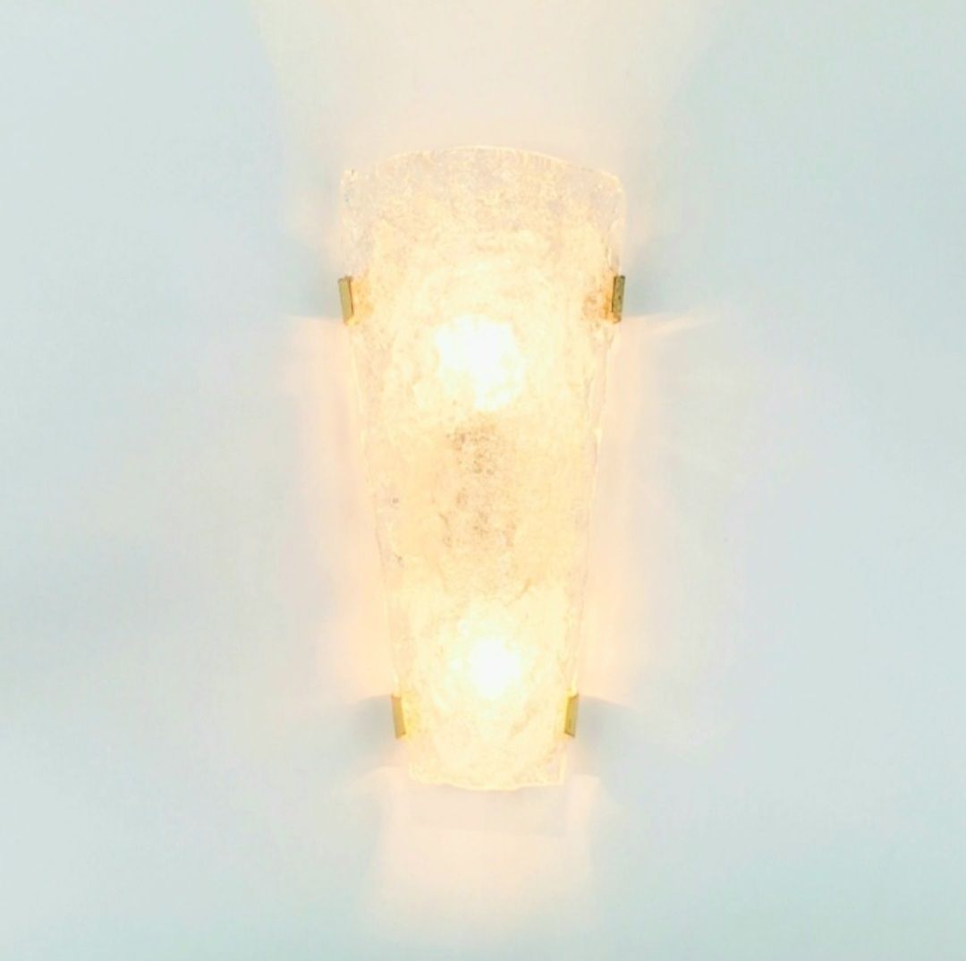 Grote Mid Century Murano Glas & Messing Wandlamp Van Hillebrand, Duitsland, Jaren 1960/1970 photo Verlichting