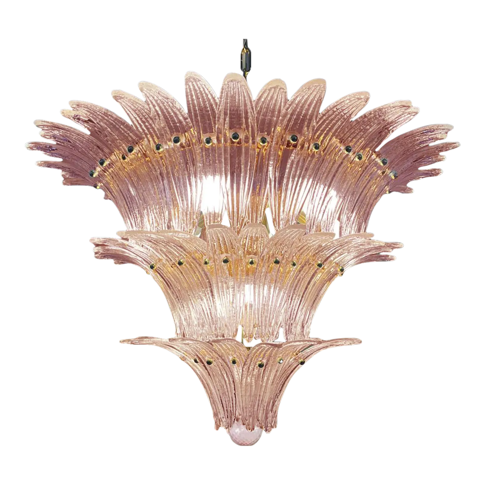 Mid Century Modern Pink “Palmette” Murano Glass Chandelier