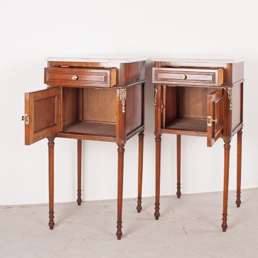Pair Of French Walnut Bedside Cabinets photo for sale