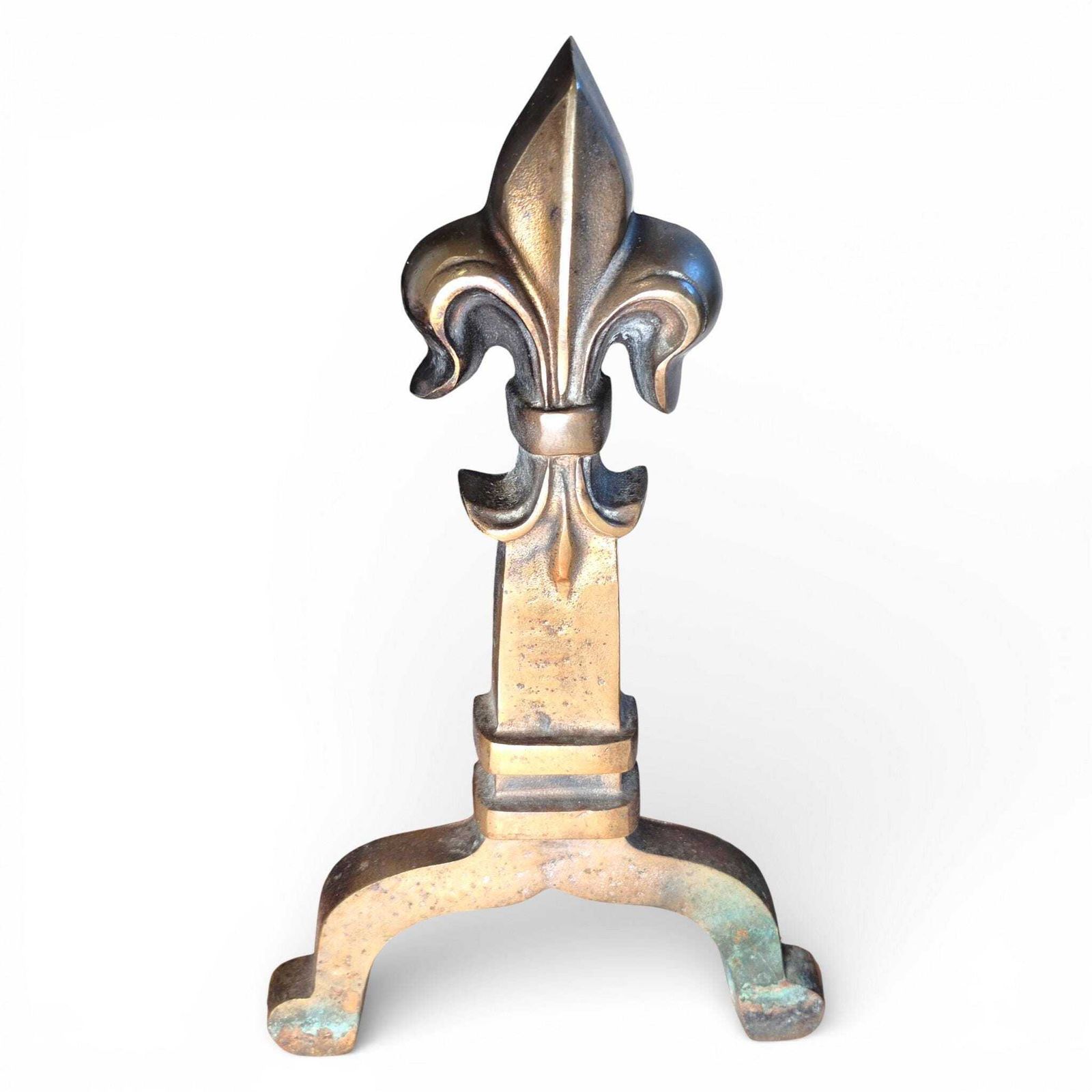 Antique Brass & Iron Fire Grate With Fleur De Lis Finials | Victorian Fireplace Basket photo for sale