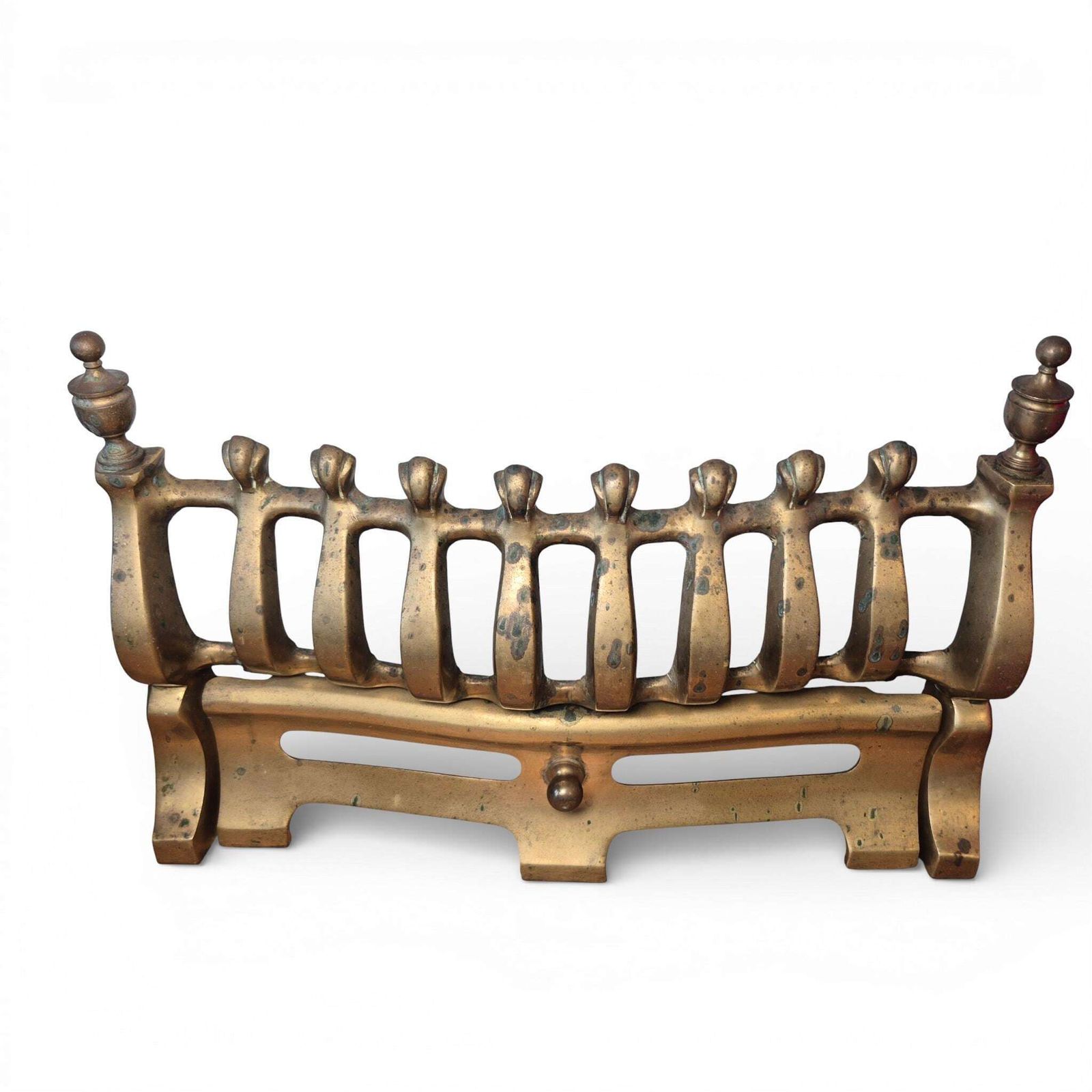 Antique Brass Fire Grate With Fender, Victorian Fireplace Decor photo buy