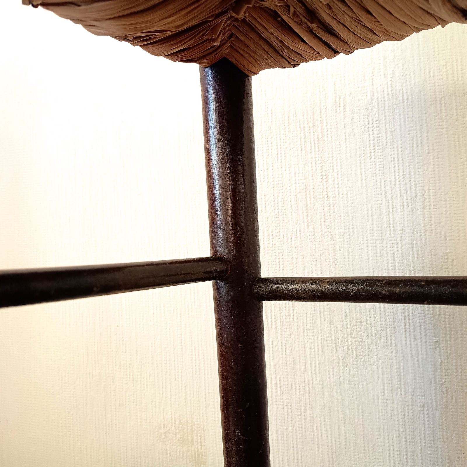 photo furniture Lancashire Arts & Crafts Small Hall Chair, Serpentine Ladder Back Rush Seat, C.1900