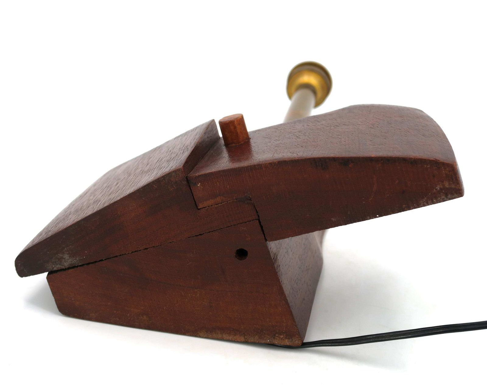 Lighting French Wooden And Brass Table Lamp Sculpture, 1950s / Vintage, Desk, Home Decor, France photo
