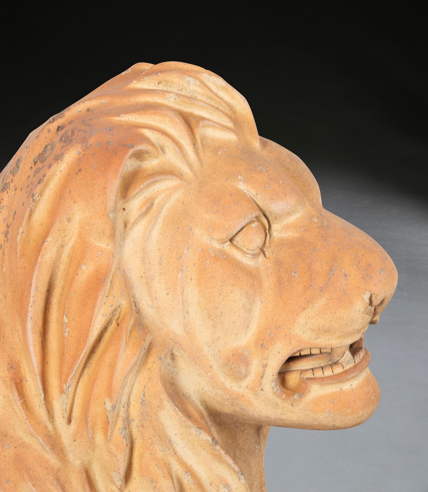Large Pair Of 19th Century Terracotta Lions photo vintage