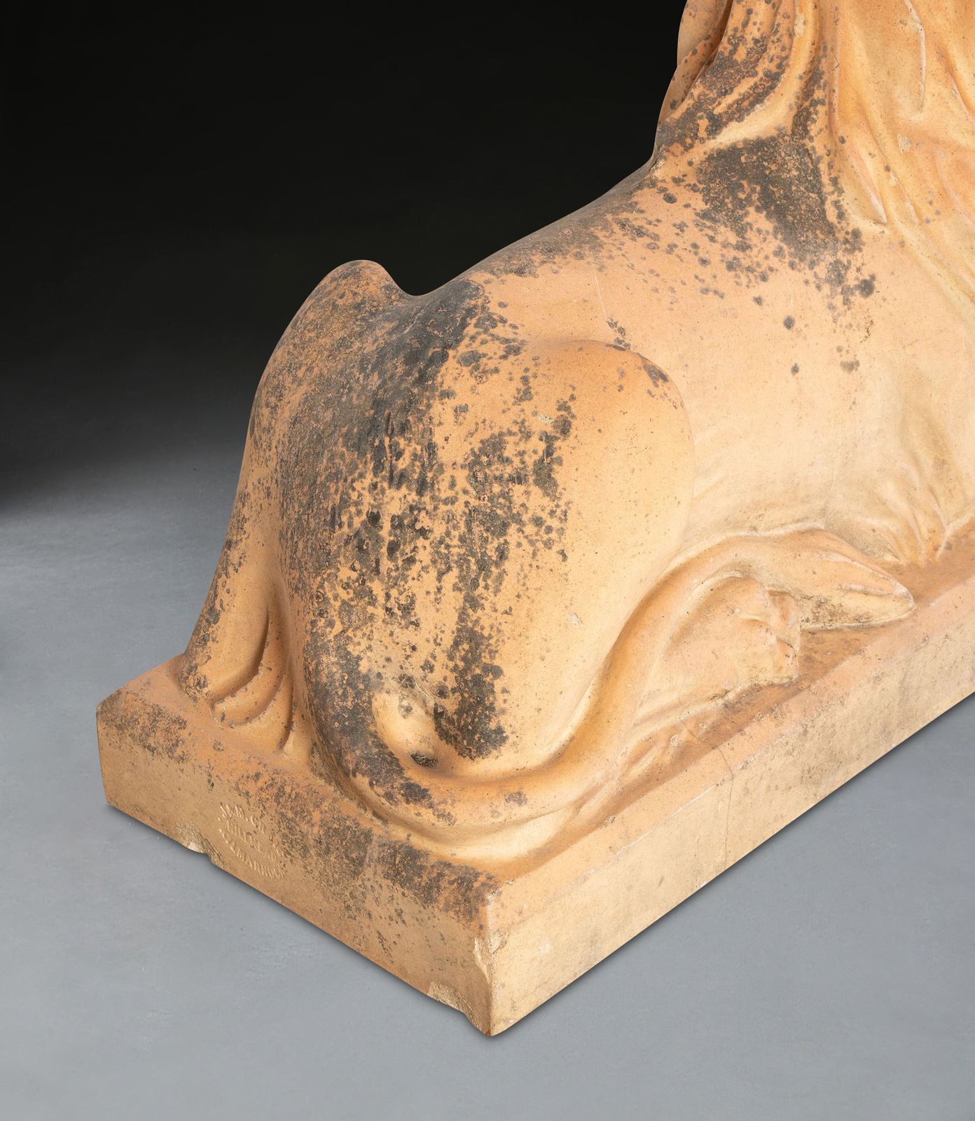 Art Large Pair Of 19th Century Terracotta Lions photo