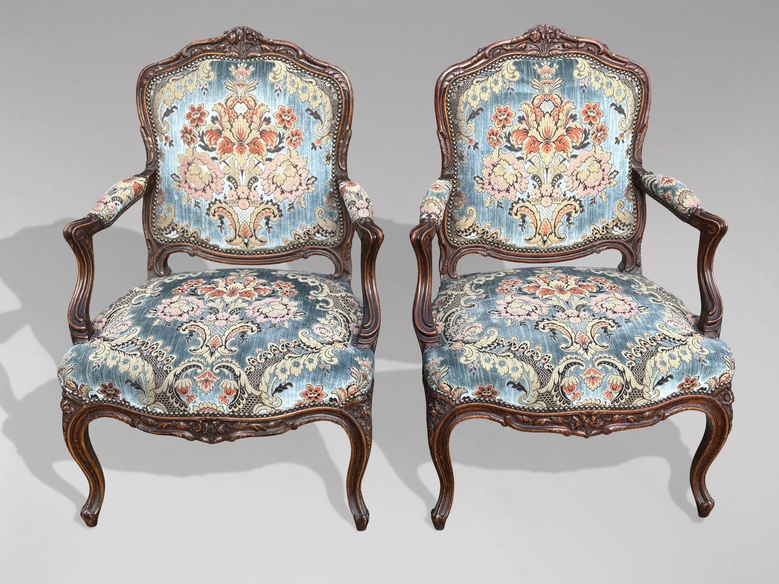 Set Of 4 French Louis XV 19th Century Upholstered Armchairs photo buy