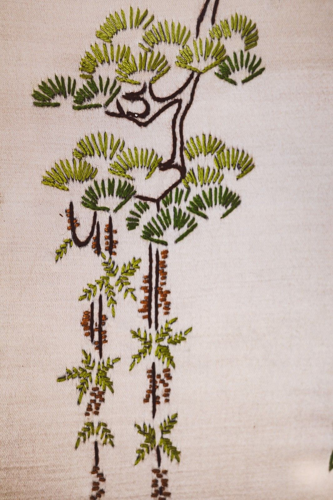 Oriental Art 2 Paintings Canvas Embroidery Peacocks Plum Stream China Japan photo for sale