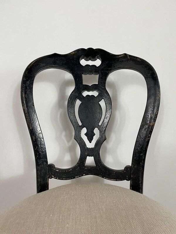 Antique French Napoleon III Ebonised Upholstered Chair photo for sale