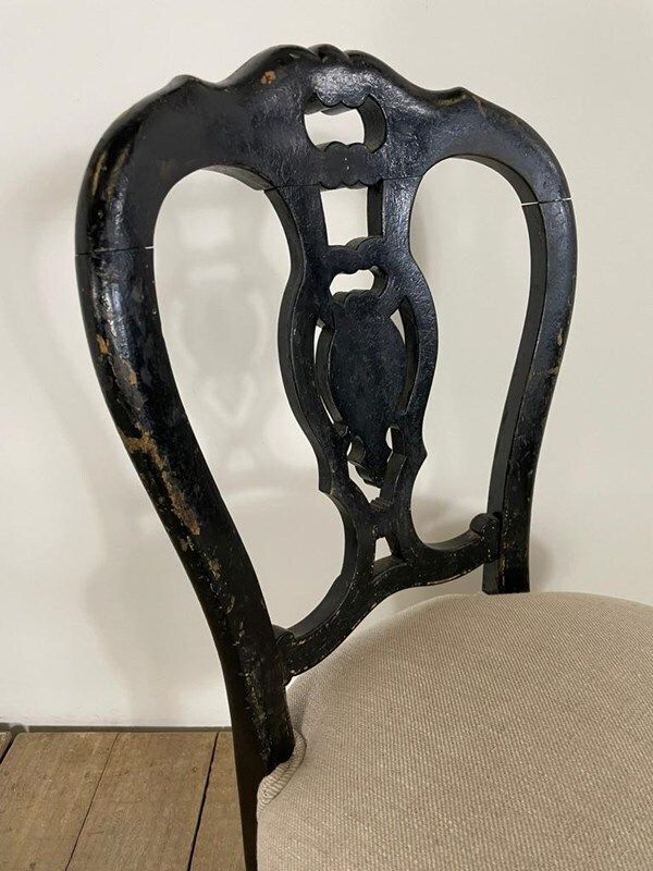 Antique French Napoleon III Ebonised Upholstered Chair photo 340.0