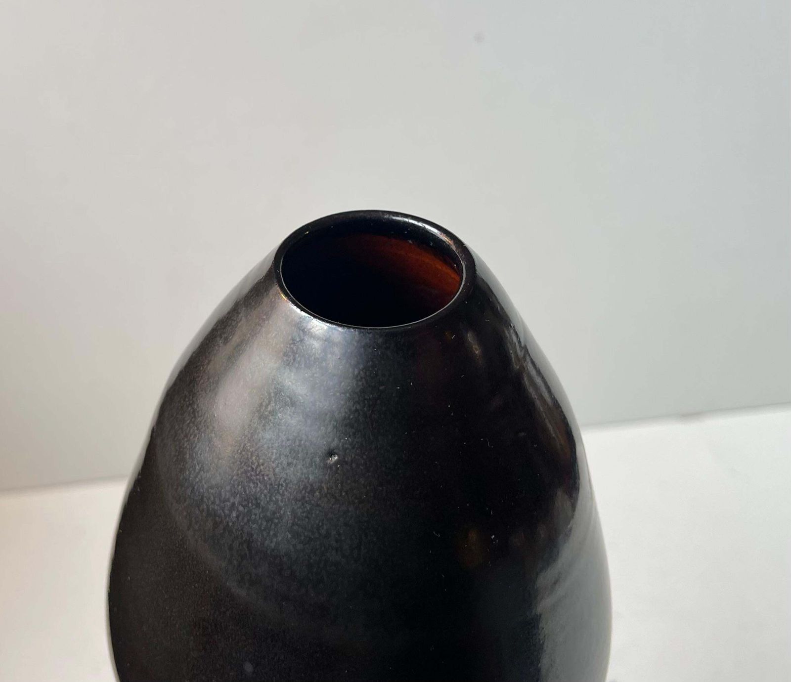 Art Deco Ceramic Tear Drop Vase In Black Lustre Glaze By Sedelin Faaborg photo furniture