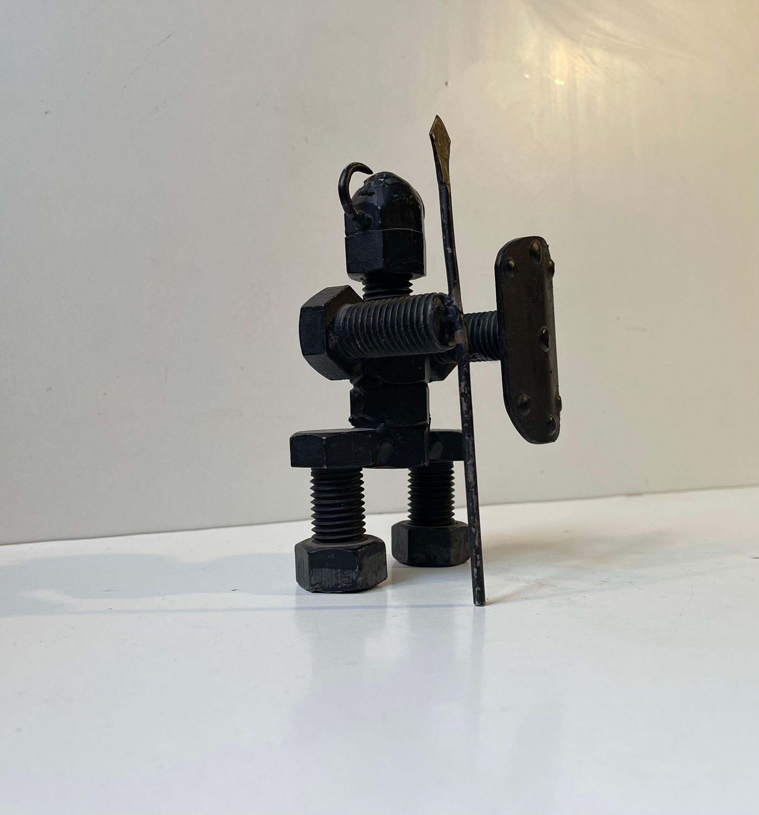 Vintage Scandinavian Scrap Art Viking Warrior In Painted Steel, 1980s photo 194.0