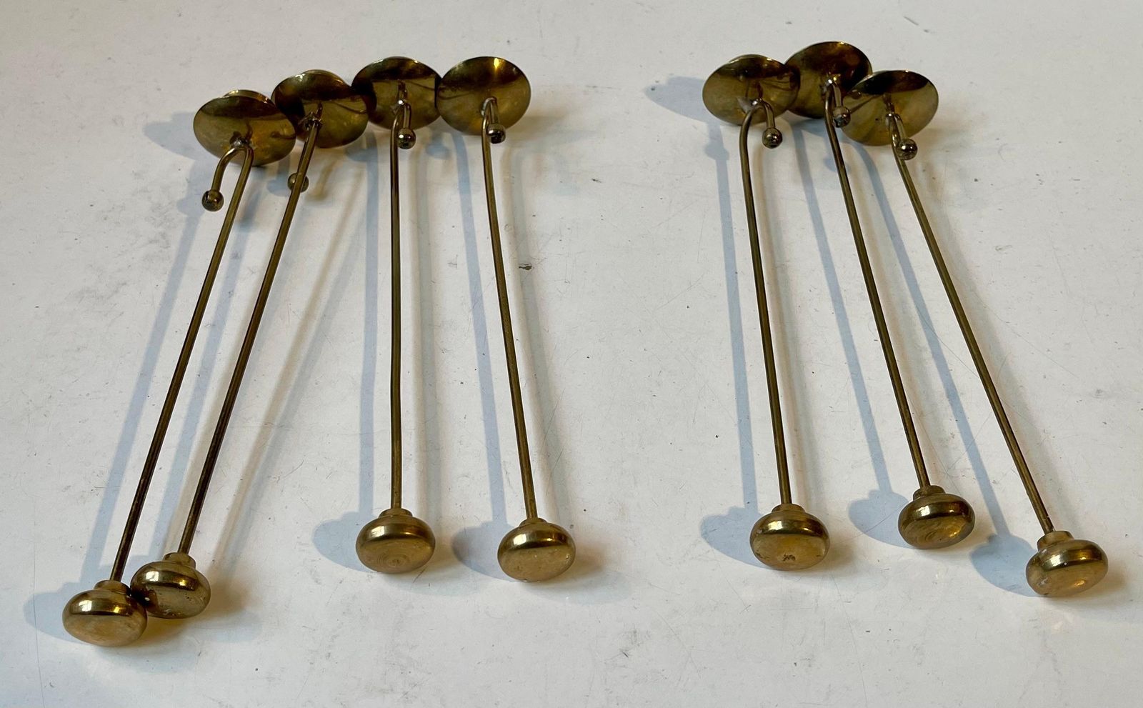Scandinavian Mid Century Brass Christmas Tree Candleholders   Counterweight, 60s photo 276.0