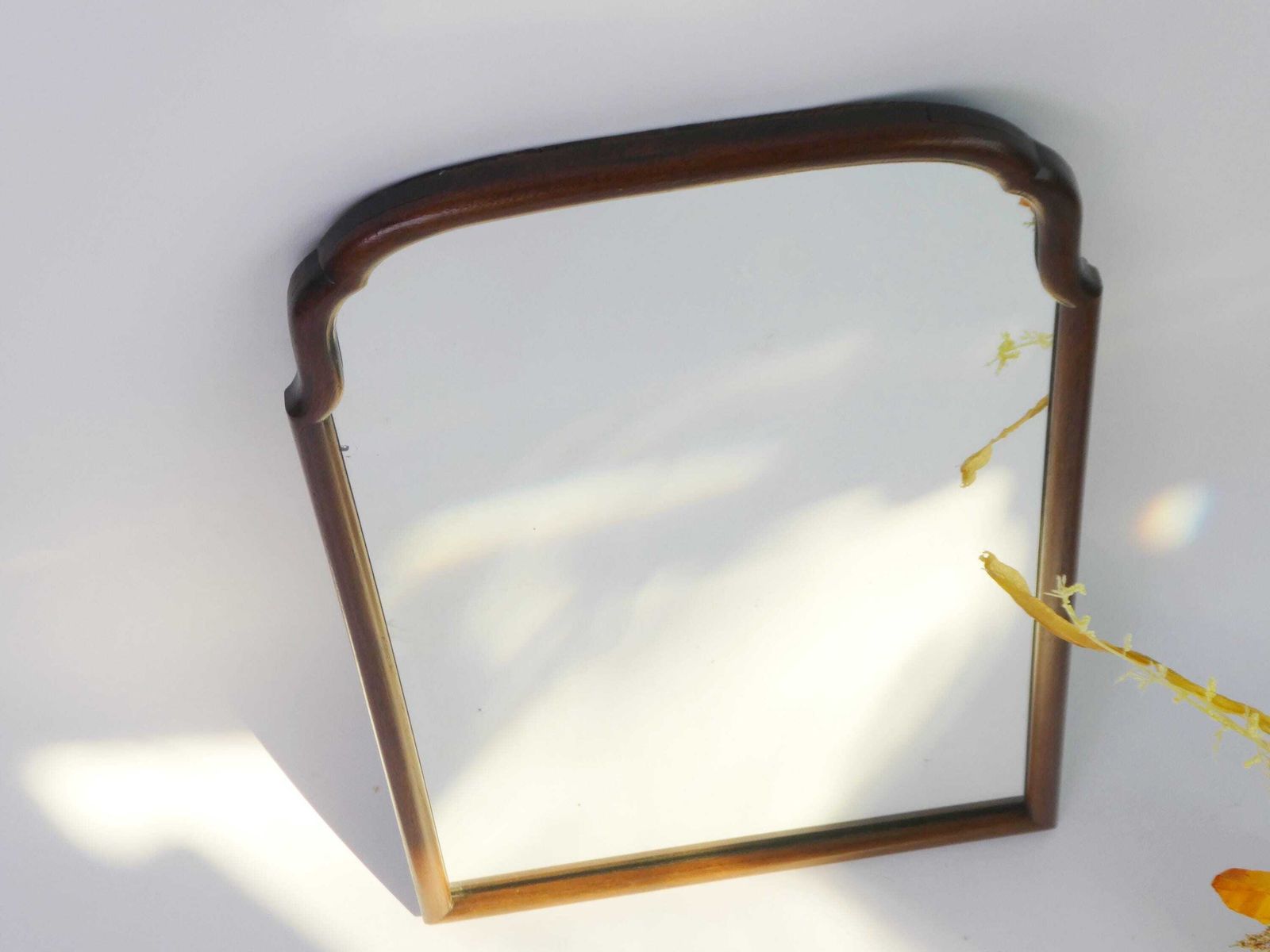 Wooden Antique Scalloped Wall Mirror, Dutch Arched Mantle Mirror, Farmhouse Decor photo 550.0