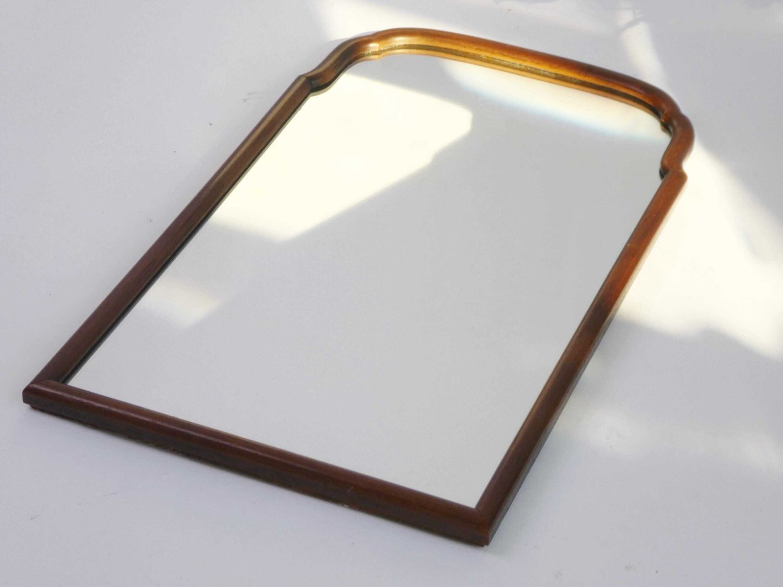 photo for sale Wooden Antique Scalloped Wall Mirror, Dutch Arched Mantle Mirror, Farmhouse Decor
