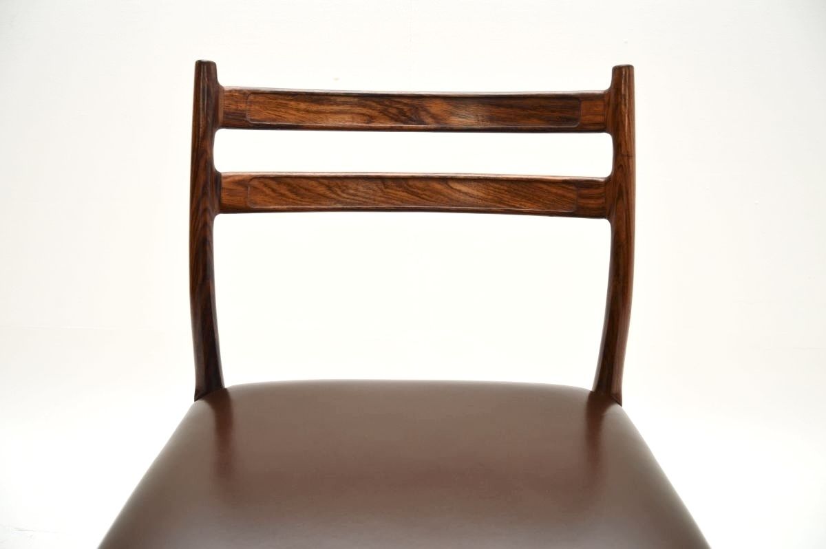 photo for sale Set Of Four Danish Rosewood And Leather Dining Chairs By Arne Wahl Iversen