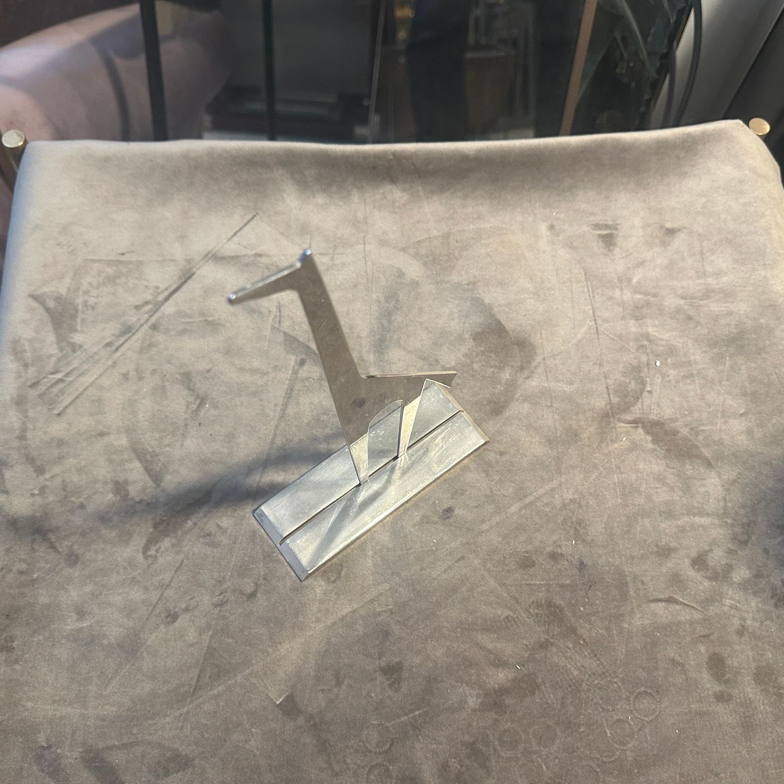 1337.0 1990s Minimalist Silver Plated Sculpture La Giraffa By Lino Sabattini photo