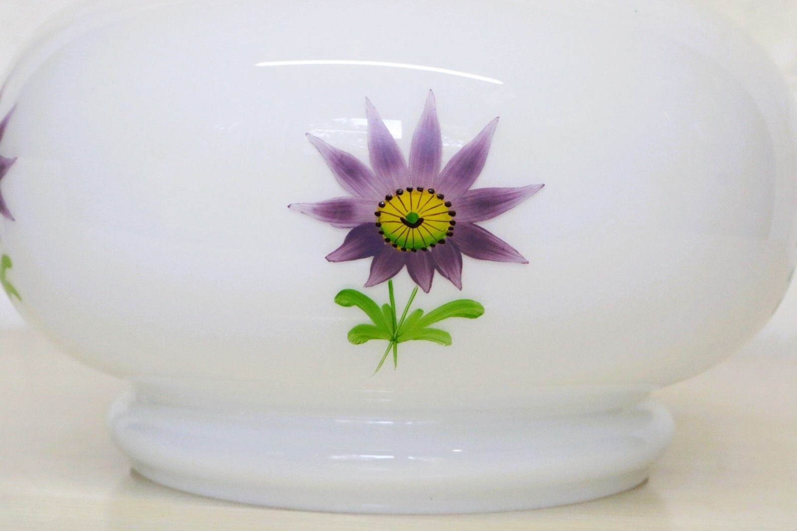 Vintage Lampshade For Ceiling Light Floral Large Milk Glass 1970's Hand Finished photo buy