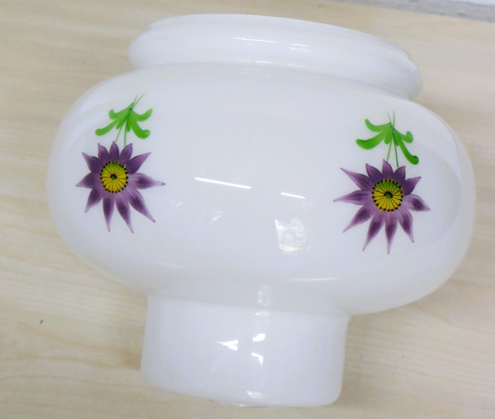 photo furniture Vintage Lampshade For Ceiling Light Floral Large Milk Glass 1970's Hand Finished